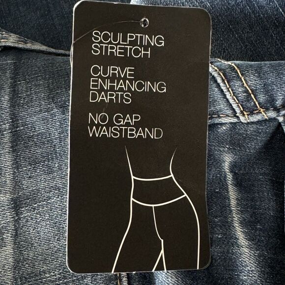 INC SZ 0/25 Sculpting Fit Bermuda Jean Shorts Zip-Fly Whiskered Stretch No-Gap - Picture 5 of 8